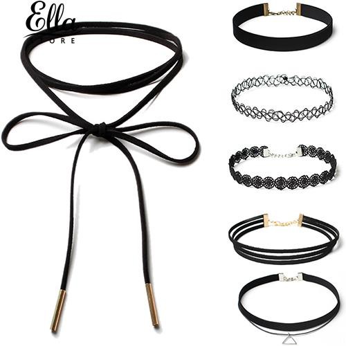 6pcs-ชุด-choker-ผู้หญิงเชือกถักสร้อยคอ-flowerchain-จี้