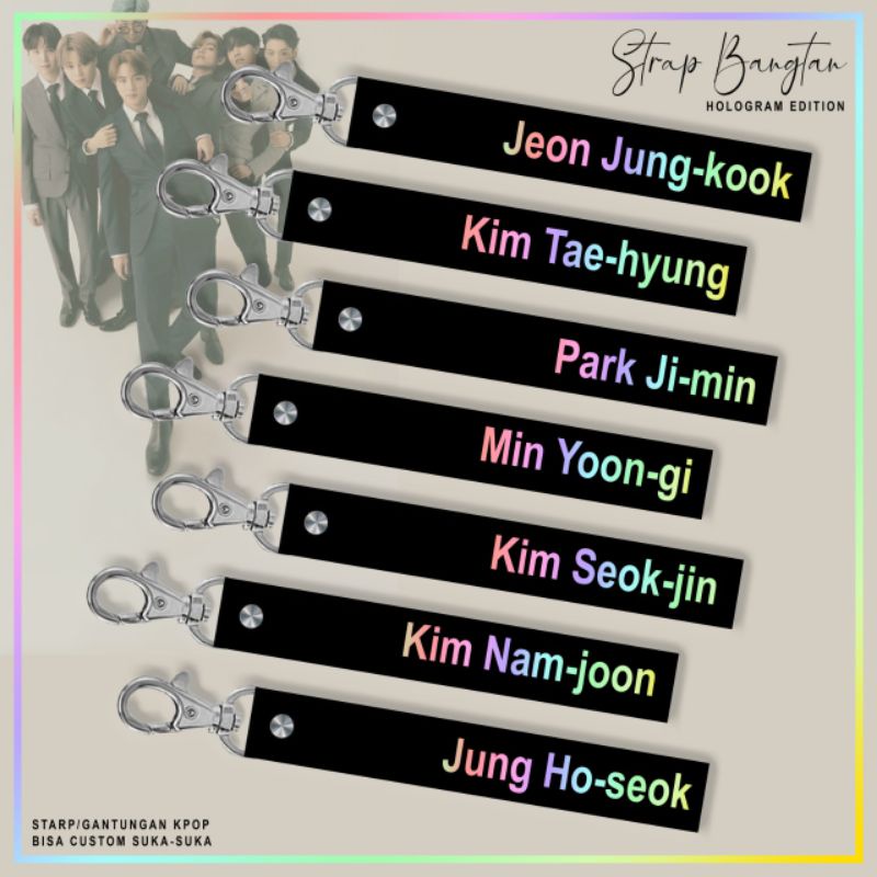 Gundan BTS HOLOGRAM STRAP/BTS Name STRAP พวงกุญแจ | Shopee Thailand