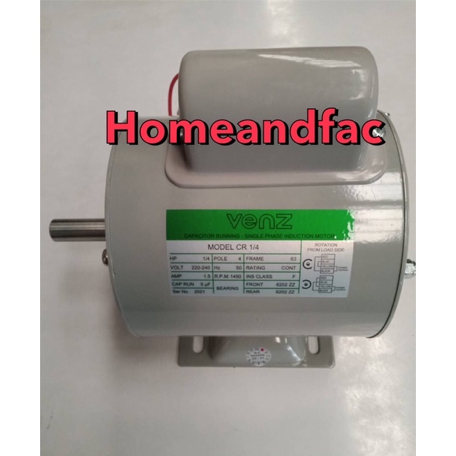มอเตอร์ VENZ รุ่น CR 1/4 HP 220V 1450 RPM | Shopee Thailand