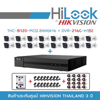 SET HILOOK 16 CH FULL SET : THC-B120-MC (2.8 mm) X 16 + DVR-216G-M1(C) + HDD 1 TB + ADAPTOR x 16 + CABLE x 16