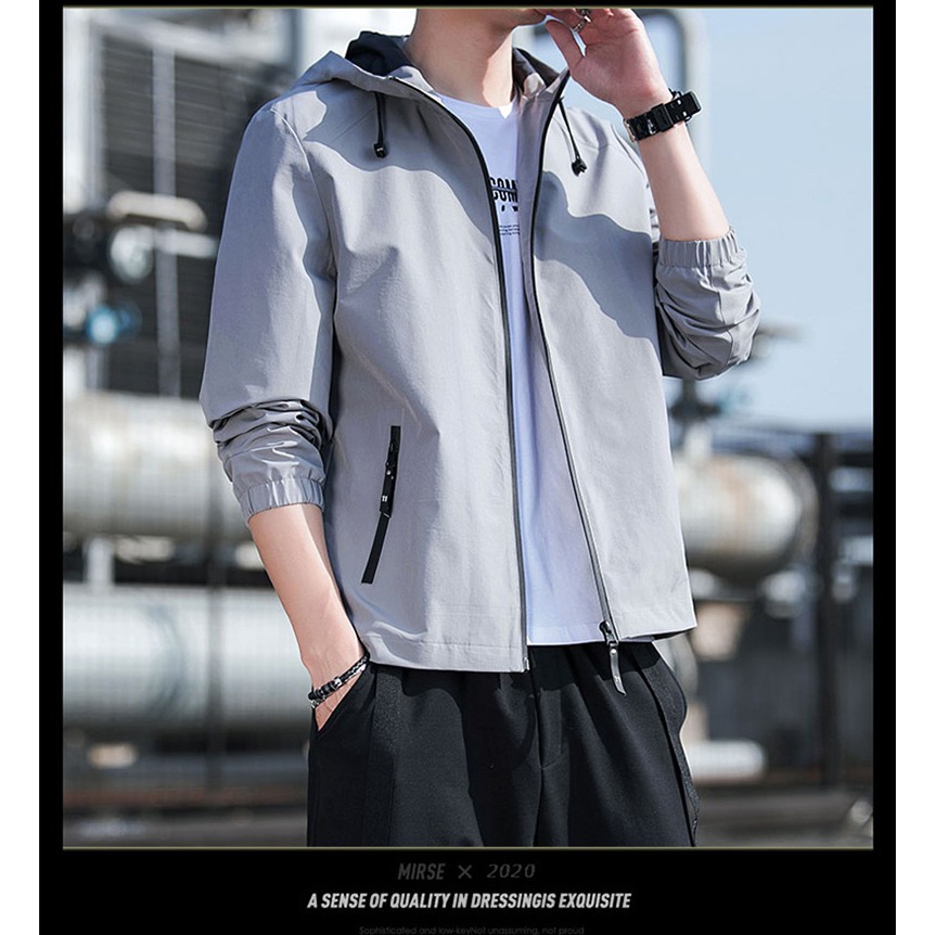 ภาพสินค้าPlayboy Hot Jacket Spring and Autumn New Men's Hooded Slim Jacket Korean Trend Handsome Men's Trend จากร้าน playboy_official.th บน Shopee ภาพที่ 6