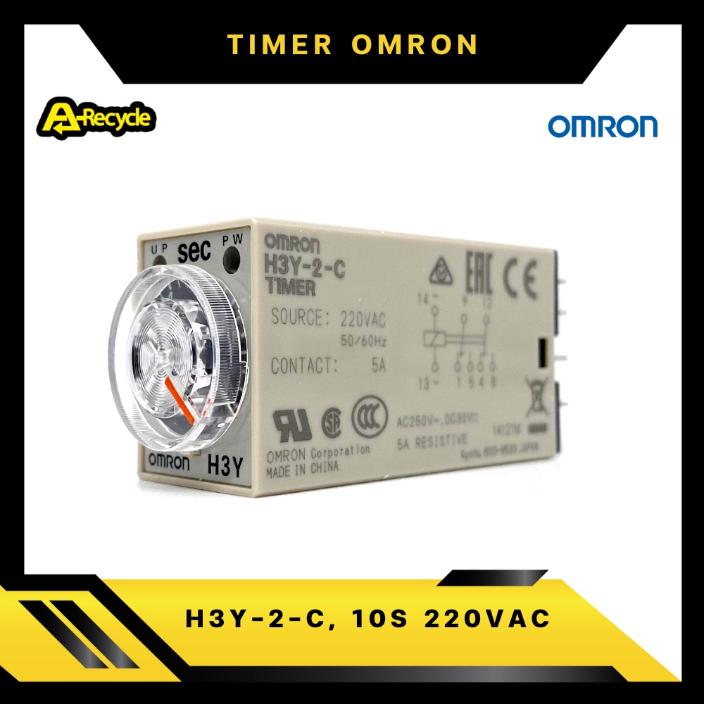 omron-h3y-2-c-10s-220vac-timer-relay-omron-2-contact-8-ขา