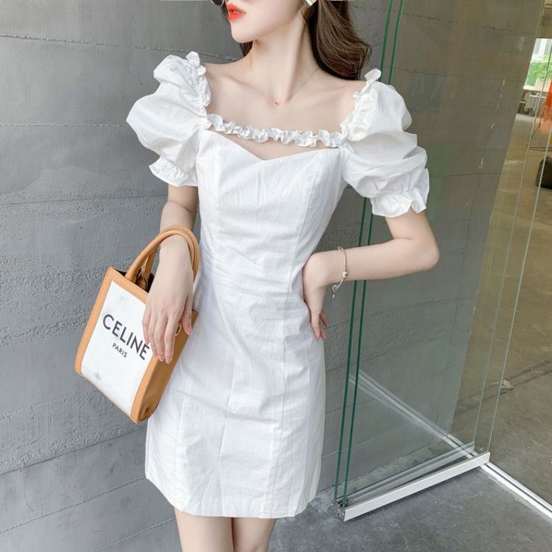 hot-sale-french-puff-sleeve-white-dress-women-2022-new-temperament-slim-skirt-high-waist-a-line-skirt-short-skirt