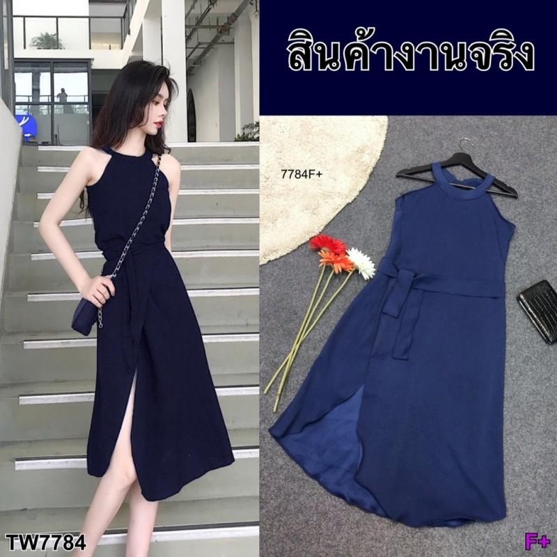7784-เดรสผ่าหน้า-แขนกูดคอกลม-สอบถามก่อนสั่งซื้อ-แจ้งสีทางแชทได้นะคะ