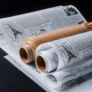 สินค้า กระดาษห่ออาหาร กระดาษรองอบลายหนังสือพิมพ์ กระดาษไขรองอบลายหนังสือพิมพ์ (30cm.x8m.)