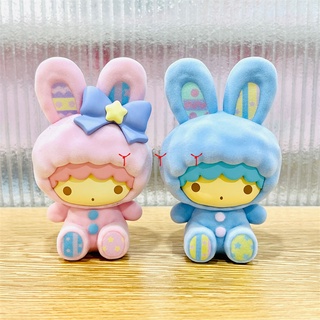 【ของแท้】ตุ๊กตาฟิกเกอร์ Miniso Sanrio Rabbit Flocking Series Blind Box Little Twin Stars Kuromi ของเล่นสําหรับเด็ก