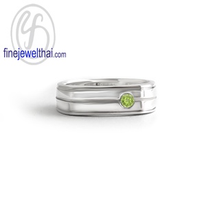 Finejewelthai-แหวนเพอริดอท-เพอริดอท-แหวนพลอย-แหวนเงินแท้-พลอยประจำเดือนเกิด-Peridot-Silver-Ring-Birthstone-R1423pd