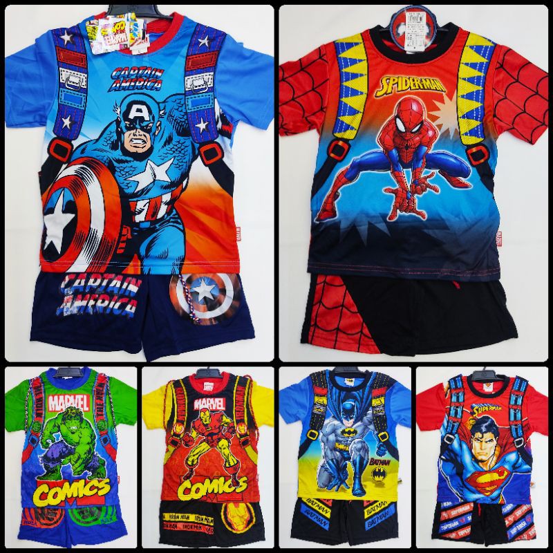 เสื้อยืดเด็ก-กางเกง-กระเป๋าเป้-ผ้ามัน-ลายลิขสิทธิ์-marvel-dc