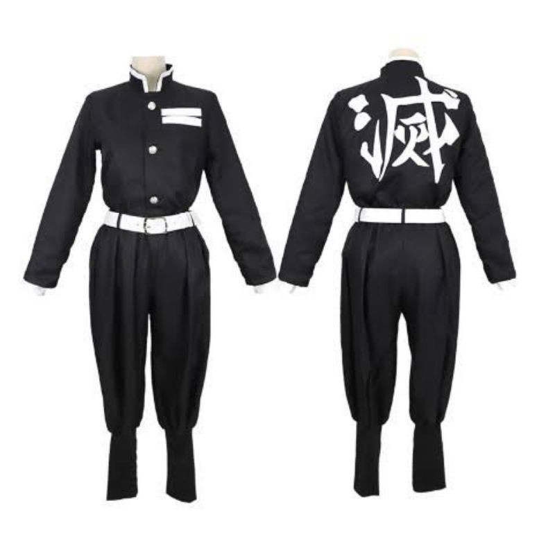 ชุดดำดาบพิฆาตอสูร-นักล่าอสูรได้ทั้งชุดคอสเพลย์-uniform-kimetsu-no-yaibamaterial-high-quality-feminine1-set