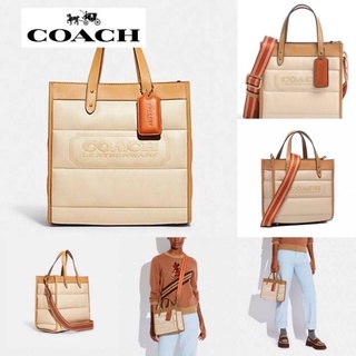 COACH (C6852) FIELD TOTE 22 WITH COLORBLOCK QUILTING AND COACH BADGEE