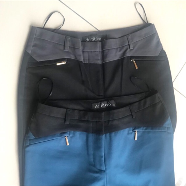 กางเกงแบรนด์-de-nuvo-ของแท้-เอว-25-26-สะโพก-36-สีดำน้ำเงิน