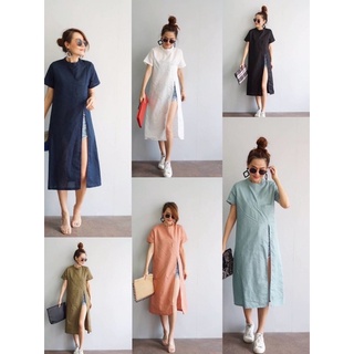 (พร้อมส่งจร้า) เดรสผ้าลินินผ่าหน้า เดรสลินิน มีกระเป๋าหน้า ดีไซน์สวยเก๋ทรงผ่าหน้า ชุดเดรส ชุดเดรสลำลองผ้าลินิน