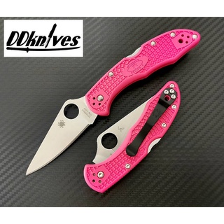 มีดพับ Spyderco Delica 4 Lightweight Knife S30V Satin Plain Blade, Pink FRN Handles (C11FPPNS30V)