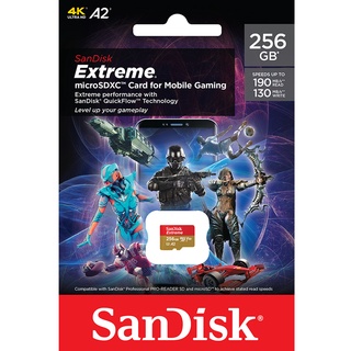สินค้า SanDisk Extreme microSDXC Card V30 U3 A2 256GB 190MB/s R, 90MB/s W (SDSQXAV-256G-GN6GN) Mobile Gaming Lifetime Warranty