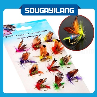 ภาพหน้าปกสินค้าSougayilang Fly Fishing Lures เหยื่อตกปลา เบส ปลาแซลมอน ปลาเทราท์ แมลงวัน Assortment Feather แห้ง Fly Fishing Flies ที่เกี่ยวข้อง