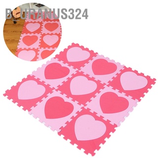 B_uranus324 9Pcs Unique Heart Pattern EVA Children Play Mat Baby Educational Crawling Puzzle Toy