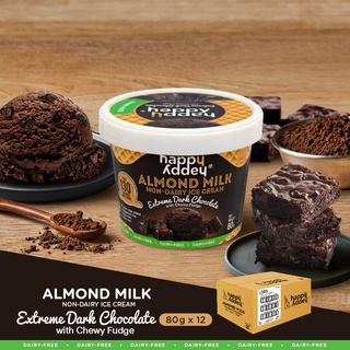 ไอศกรีมนมอัลมอนด์ สูตรเอ็กซ์ตรีมดาร์กช็อกโกแลต ผสมบราวนี่ฟัดจ์  80g x 12 Cups (Extreme Dark Chocolate Vegan Ice Cream)