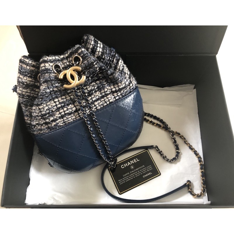 LIKE NEW CHANEL TWEED GABRIELLE DRAWSTRING BAG