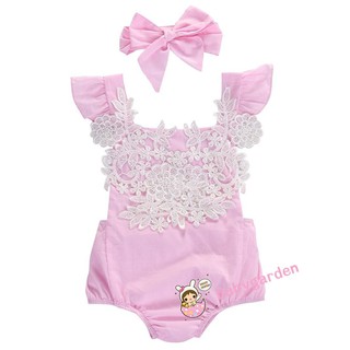 DRB-ทารกแรกเกิดเด็กทารก Rompers Lace ชุดบอดี้สูทดอกไม้ Outsuper เสื้อผ้า Sunsuit