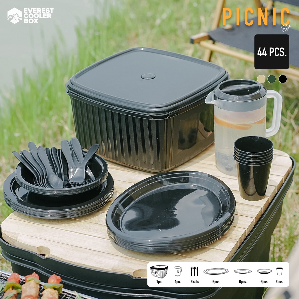 กล่องข้าวปิคนิค-ชุดปิคนิค-จานชามแคมป์ปิ้ง-new-product-picnic-set-camping-collection-set-44-pcs