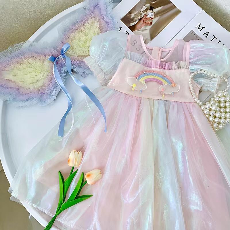 ปีกนางฟ้า-ปีกนางฟ้าเด็ก-rainbow-wing-wing-gauze-princess-skirt-girls-summer-new-girls-2022-เด็กสาว-western-girl-baby