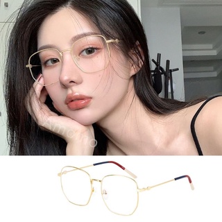 （กล่องใส่แว่น+ผ้าเช็ดแว่น）แว่นสายตาสั้น  -1.0~-6.0 กรอบแว่นทรงเหลี่ยมแฟชั่นสตรีสไตล์เกาหลี  แว่นกรองแสงคอมพิวเตอร์  แว่นตาแฟชั่น  