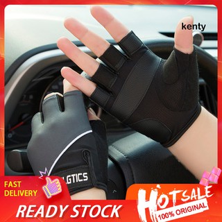 Kt☆ถุงมือครึ่งนิ้ว กันลื่น ระบายอากาศได้ดี เหมาะกับใส่เล่นฟิตเนส สําหรับผู้ชาย และผู้หญิง จํานวน 1 คู่
