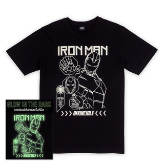 Marvel Mens Iron Man Glow In The Dark T-shirt - เสื้อยืดมาร์เวลผู้ชายลายไอรอนแมน เทคนิคเรืองแสงในที่มืด  สินค้าลิขสิทธ์