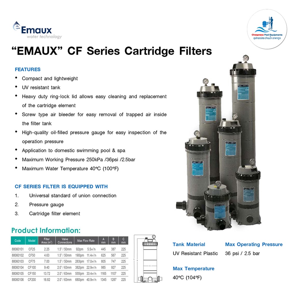 ถังกรองสระว่ายน้ำ-emaux-cfseries-cartridge-filters-ถังกรองกระดาษ