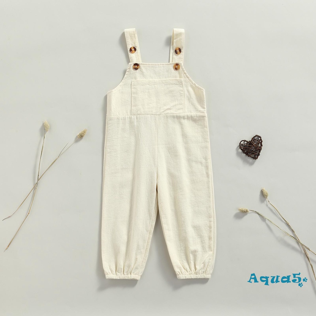 aqq-ชุดเอี๊ยมกางเกงขายาวสีพื้นทรงหลวมสําหรับเด็กผู้ชายและเด็กผู้หญิง-1-6-ปี