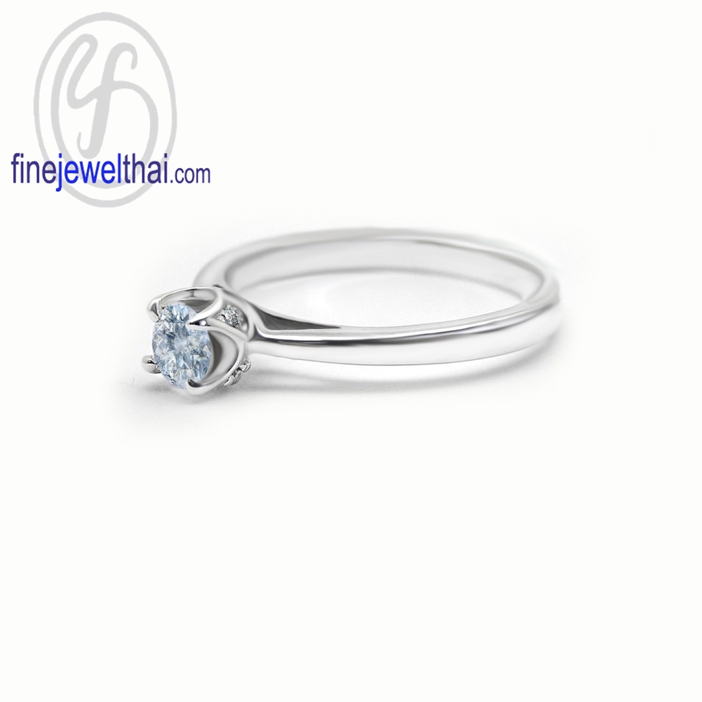 finejewelthai-แหวนอะความารีน-แหวนเพชรcz-แหวนเงินแท้-พลอยประจำเดือนเกิด-aquamarine-silver-ring-birthstone-r1367aq