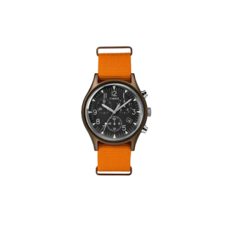 Timex TW2T10600 MK1 Aluminum Chronograph นาฬิกาข้อมือผู้ชายสายผ้า สีส้ม หน้าปัด 43 มม.