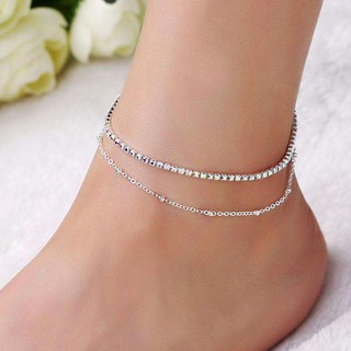 สินค้า สร้อยข้อเท้า Crystal Ankle Bracelet Silver Color Link Chain Anklet Sexy Barefoot Jewelry Women Foot
