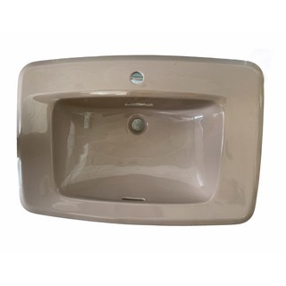 TF-0460 อ่างล้างหน้าฝังบนเคาน์เตอร์ ทรงสีเหลี่ยม ( Countertop Lavatory ) สีเนื้อ - American Satandard