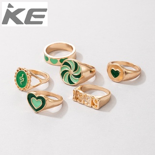 Ring Green drip love car snake-shaped six-piece ring for girls for women low price