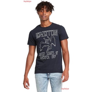 Mens Short-Sleeve United States Of America - 1977 Graphic T-Shirt (Black) เลด เซพเพลิน วงร็อค เสื้อยืดพิมพ์ลาย เสื้อผู้