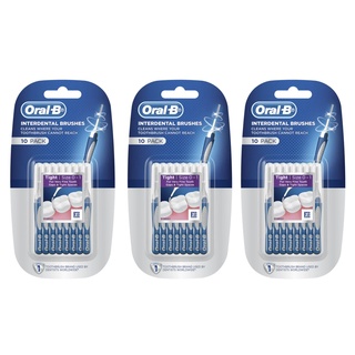 ORAL-B แปรงทำความสะอาดซอกฟัน ออรัล-บี อินเตอร์เดนทัล บรัช ไทต์ ผลิตจากไนลอนและโพลีโพลไพลีน ขนาด 0-1 ชุดละ 3 แผง แผงละ 10