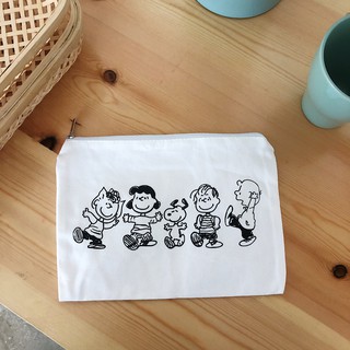 กระเป๋าเครื่องสําอาง กระเป๋าคลัทช์ ผ้าแคนวาส ลายการ์ตูน Snoopy Charlie สไตล์เกาหลี