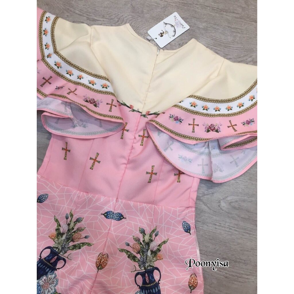 จั้มสูทขาสั้น-คอกลมแขนระบาย-sale-ลดล้างสต๊อก-เสื้อผ้าแฟชั่น