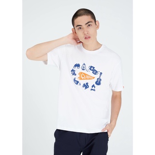 GIORDANO เสื้อยืดผู้ชาย ทรงหลวม Mens HAPPY CAMPER Tee 01091202