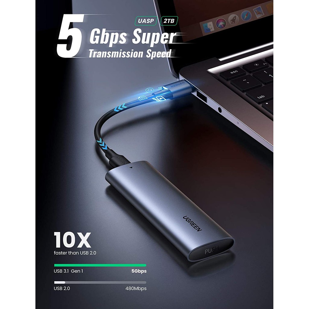 ภาพสินค้าUGREEN รุ่น 10903 SSD Enclosure M.2 SATA NGFF B-key Port USB Type C 5 Gbps กล่องใส่ SSD ช่องเสียบ USB 3.1 Gen 1 จากร้าน gadgetvilla บน Shopee ภาพที่ 3