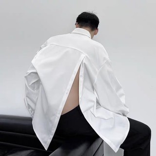 oversize shirt เสื้อเชิ๊ตแขนยาวผู้ชาย เสื้อเชิ๊ตเกาหลี เสื้อเชิ๊ตผ่าหลัง