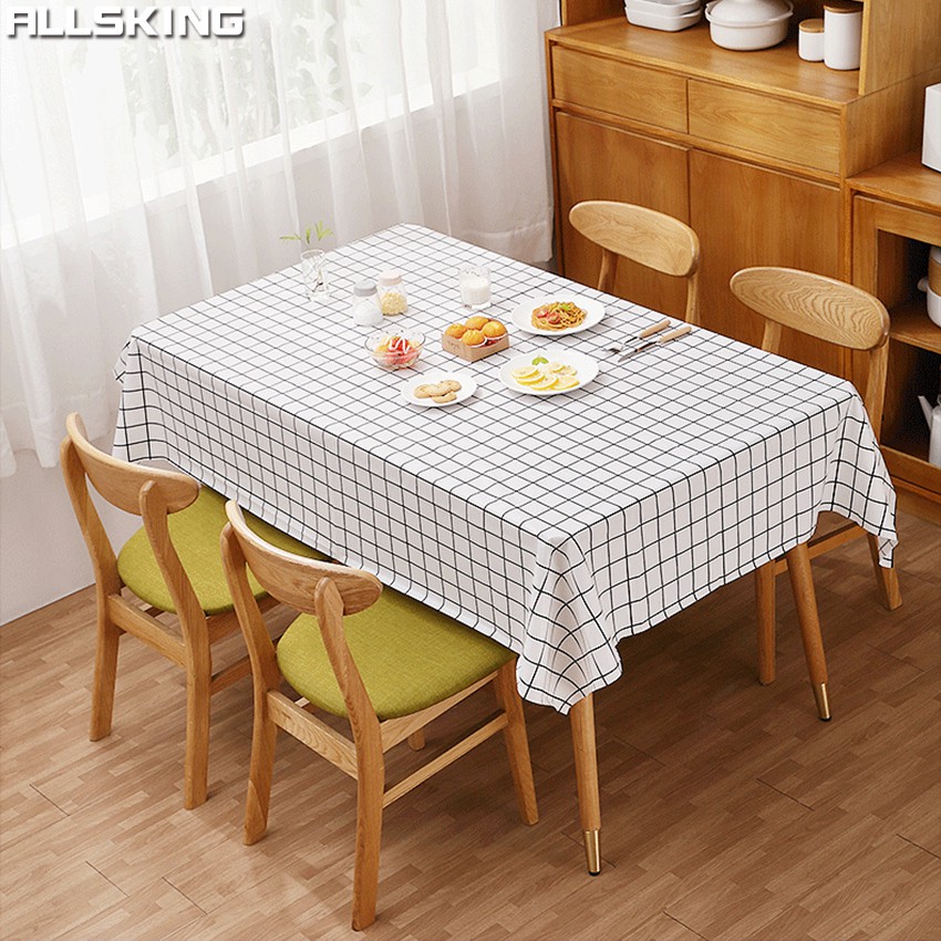 ภาพหน้าปกสินค้าAllsking ผ้าปูโต๊ะ กันน้ำและน้ำมัน ผ้าปูโต๊ะลายตราง ผ้าคลุมโต๊ะ สี่เหลี่ยม มี 2 ขนาด