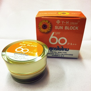 Y-H CREAM sun block ( SPF 60++) สูตรใยไหม
