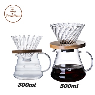เหยือกดริปกาแฟ 300/500มีฝา ดริปกาแฟ แก้วดริปกาแฟ ที่ดริปกาแฟ ใช้กับแผ่นกรองกาแฟและเหยือกได้ทุกขนาด Coffee Pot Deebillion