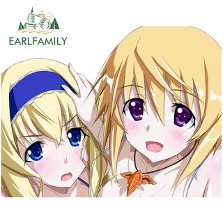 Earlfamily สติกเกอร์ ลาย Infinite Stratos Cecilia Alcott Charlotte Dunois ขนาด 13 ซม. x 10.1 ซม. สําหรับติดตกแต่งรถยนต์ เครื่องปรับอากาศ รถบรรทุก RV