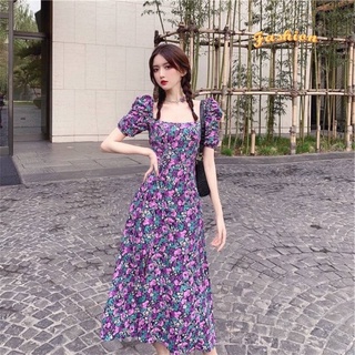 Fashion พร้อมส่ง💜 ชุดเดรสเกาหลี สาวหวาน สีม่วง กระโปรงบาน งานสวยมากก 6636