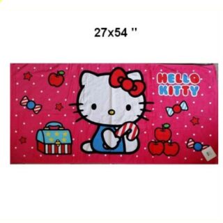 ลิขสิทธิ์แท้ ผ้าขนหนู ผืนใหญ่ ขนาด 27*54 นิ้ว ลาย คิตตี้ Kitty ผ้านิ่ม