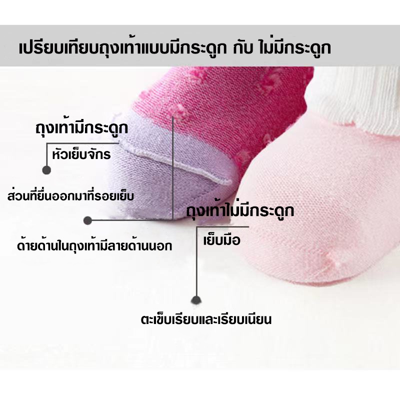 babyonline-y164-l1-ถุงเท้าเด็กแรกเกิดหัวการ์ตูนผ้าฝ้าย-มีกระดิ่ง-นุ่ม-พับข้อได้-มีกันลื่น