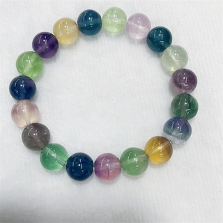 สร้อยข้อมือ Fluorite สีสันสดใสคริสตัลธรรมชาติสำหรับบุรุษและสตรีสร้อยข้อมือคริสตัล 10mm